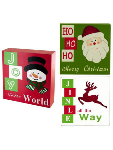 Holiday Theme Wood Block Sign (Available in a pack of 6)