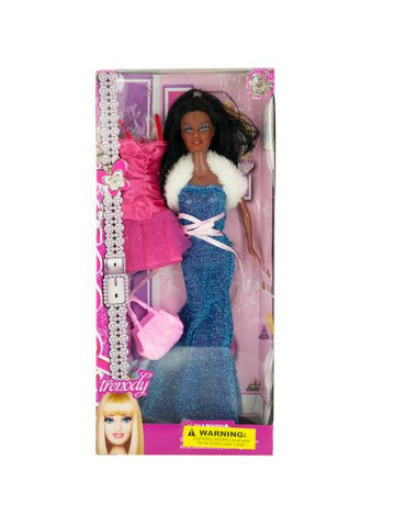 Glamorous Black Fashion Doll with Extra Dress &amp; Handbag (Available in a pack of 1)