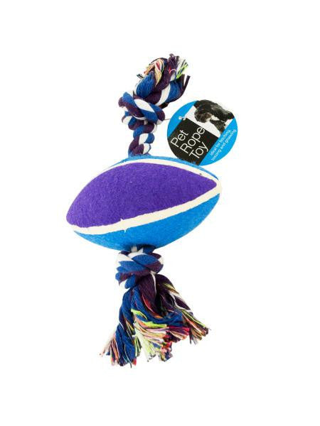 Football &amp; Knotted Rope Dog Toy (Available in a pack of 4)