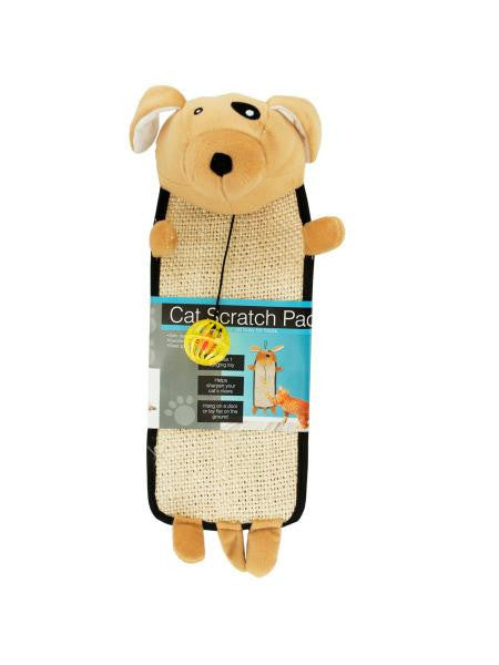 Plush Dog Shaped Cat Scratch Pad with Dangle Toy (Available in a pack of 1)