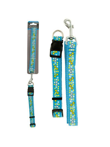 Bone Print Dog Leash &amp; Adjustable Collar (Available in a pack of 12)