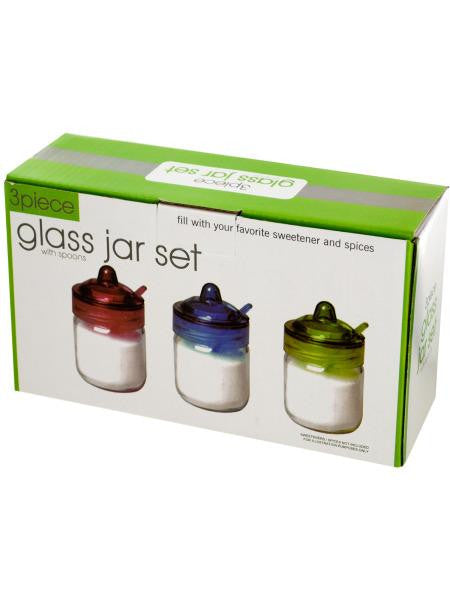 Glass Spice Jar with Spoon Set (Available in a pack of 6)