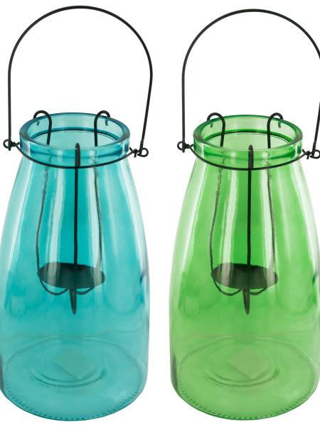 Colored Glass Candle Lantern with Handle (Available in a pack of 6)