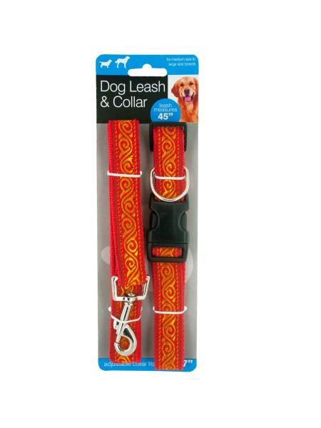 Decorative Dog Leash &amp; Adjustable Collar Set (Available in a pack of 4)