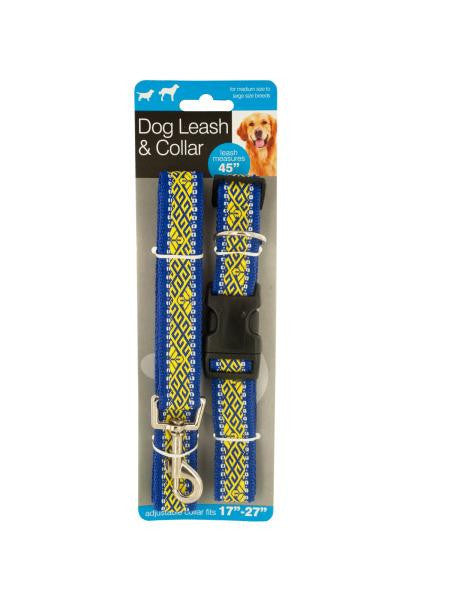 Patterned Dog Leash &amp; Adjustable Collar Set (Available in a pack of 4)