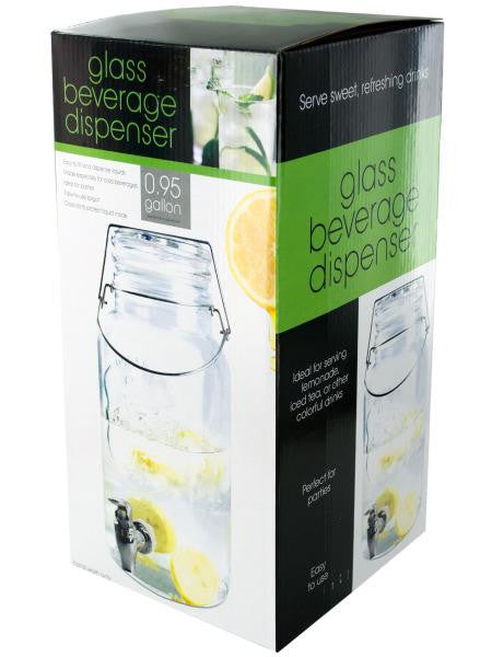 Glass Mason Jar Shape Beverage Dispenser (Available in a pack of 1)