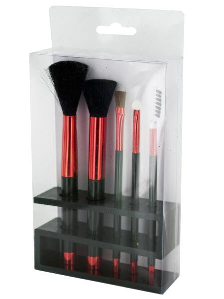 Metallic Cosmetic Brush Set in Organizer (Available in a pack of 4)