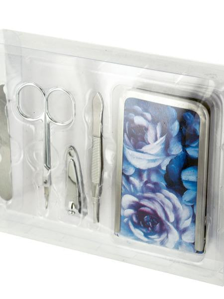 Manicure Set with Floral Carrying Case (Available in a pack of 4)