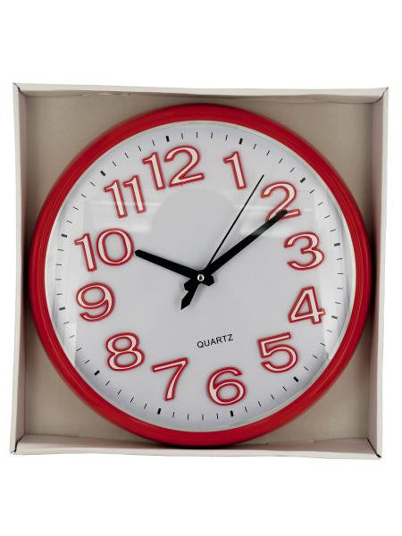 Large Easy to Read Round Red Clock (Available in a pack of 1)