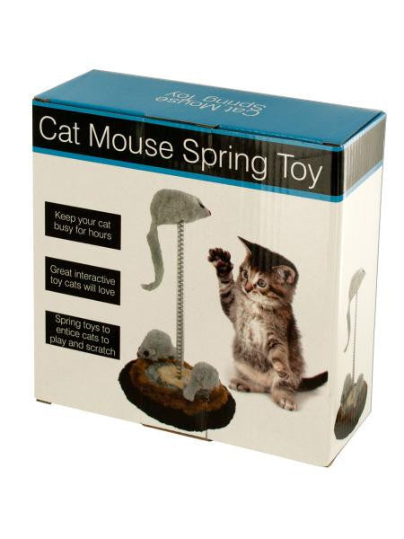 Cat Mouse Spring Toy with Furry Base (Available in a pack of 4)