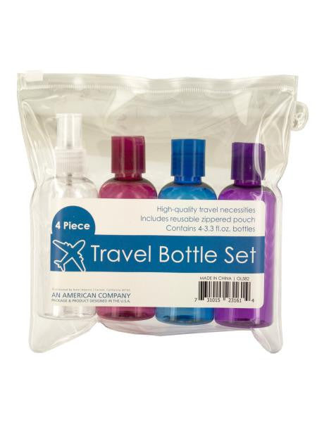 Travel Bottle Set in Zippered Pouch (Available in a pack of 12)