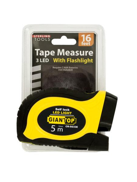 Self-Locking Tape Measure with LED Flashlight (Available in a pack of 1)