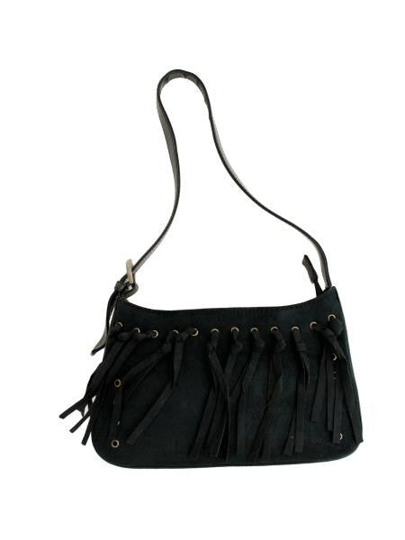 Small Black Faux Suede Handbag with Tassels (Available in a pack of 4)