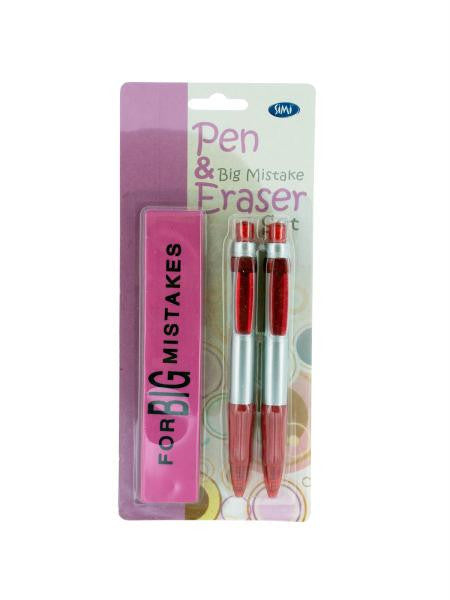 Pens &amp; Big Mistake Eraser Set (Available in a pack of 24)