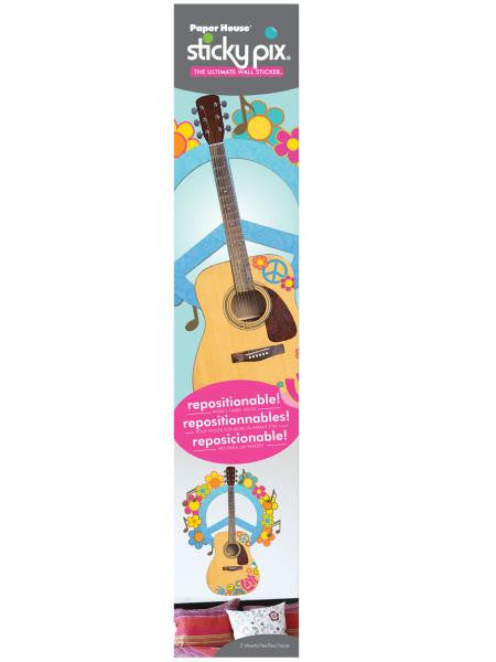 Peace Guitar Sticky Pix Adhesive Wall Decor (Available in a pack of 8)