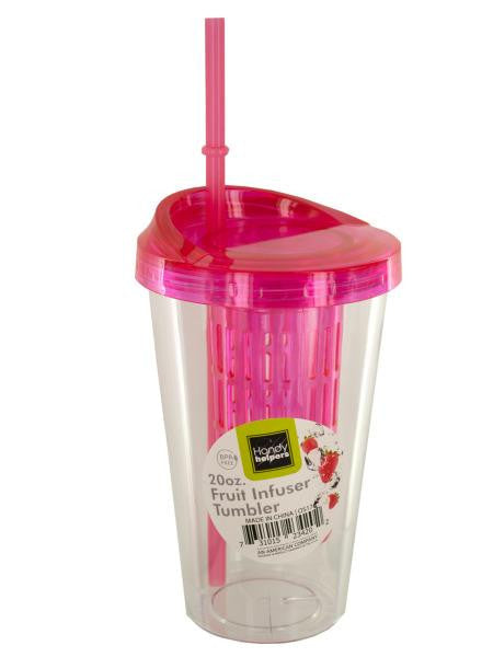 Fruit Infuser Travel Tumbler with Straw (Available in a pack of 6)