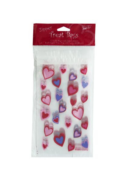 Hearts Zipper Treat Bags (Available in a pack of 24)