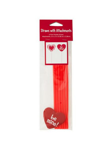 Valentine&#039;s Day Straws with Heart Attachments (Available in a pack of 24)