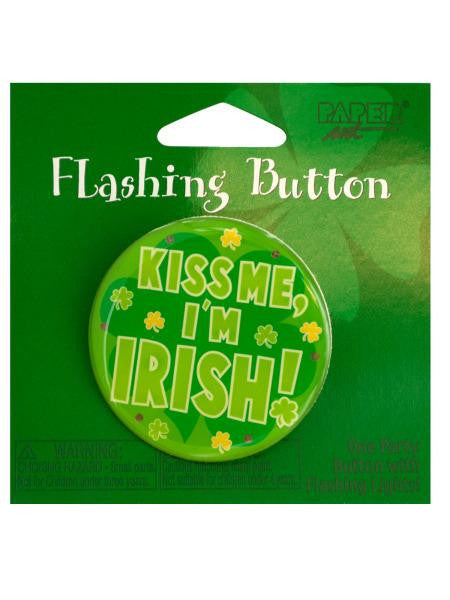 Kiss Me I&#039;m Irish Flashing Party Button (Available in a pack of 24)