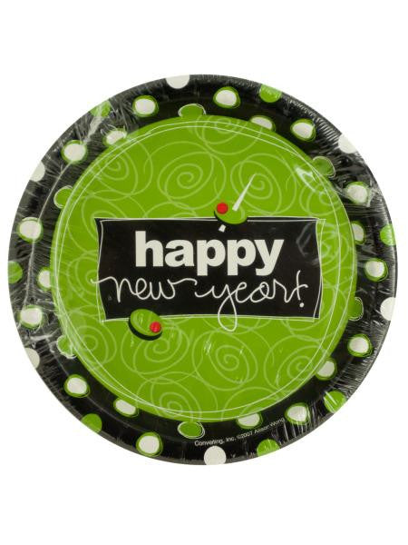 Happy New Year Olive Design Party Plates (Available in a pack of 24)