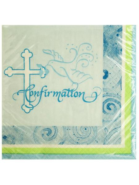 Blue Faithful Dove Confirmation Beverage Napkins (Available in a pack of 24)