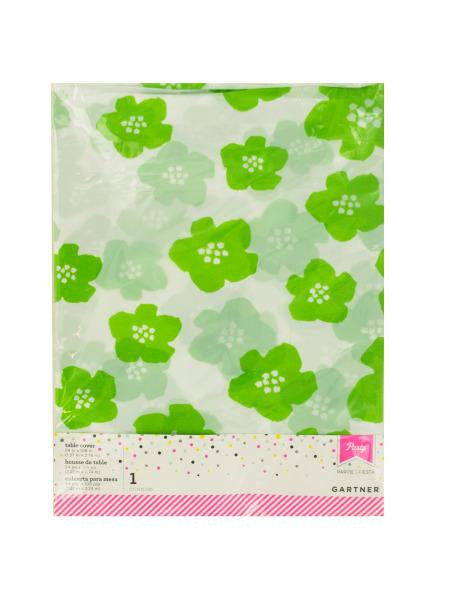 Green &amp; White Floral Print Table Cover (Available in a pack of 24)