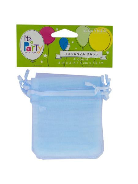 Light Blue Organza Bags with Ribbon Ties (Available in a pack of 24)