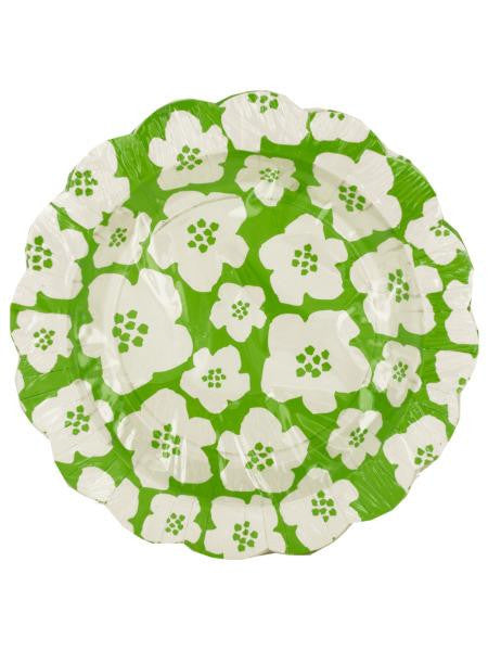 Green &amp; White Floral Cocktail Plates (Available in a pack of 24)