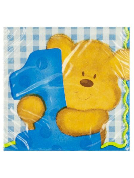 Boy&#039;s First Birthday Blue Beverage Napkins (Available in a pack of 24)