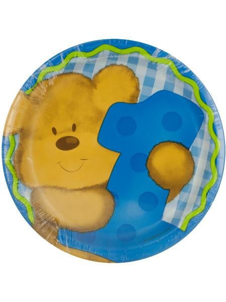 Boy&#039;s First Birthday Plates Set (Available in a pack of 24)