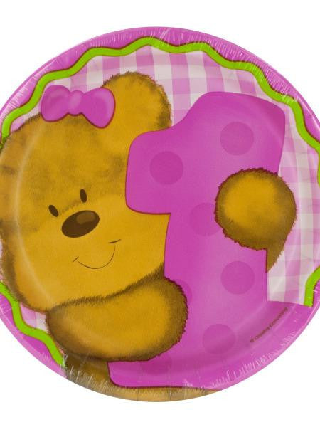 Girl&#039;s First Birthday Plates Set (Available in a pack of 24)