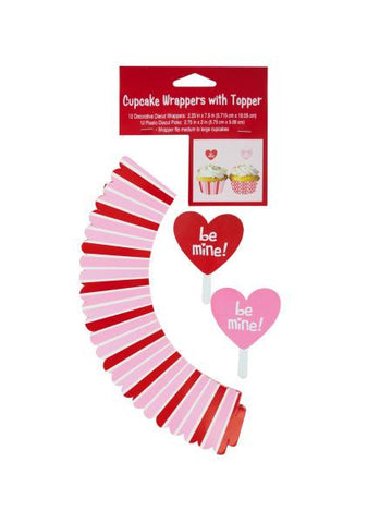 Valentine&#039;s Day Cupcake Wraps &amp; Toppers Set (Available in a pack of 24)