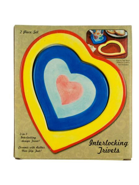 Ceramic 2 in 1 Interlocking Heart Trivets (Available in a pack of 6)