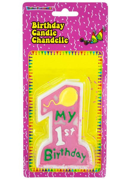 Pink My 1st Birthday Candle (Available in a pack of 24)