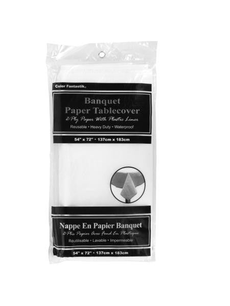 Waterproof White Banquet Paper Tablecover (Available in a pack of 24)