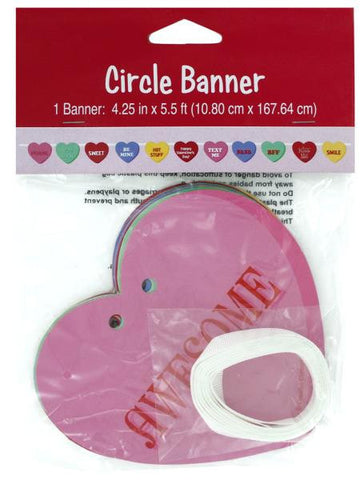 Candy Hearts Circle Ribbon Banner (Available in a pack of 24)