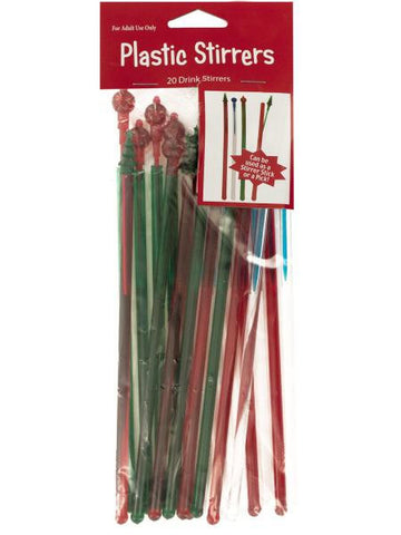 Holiday Plastic Drink Stirrer Sticks (Available in a pack of 24)