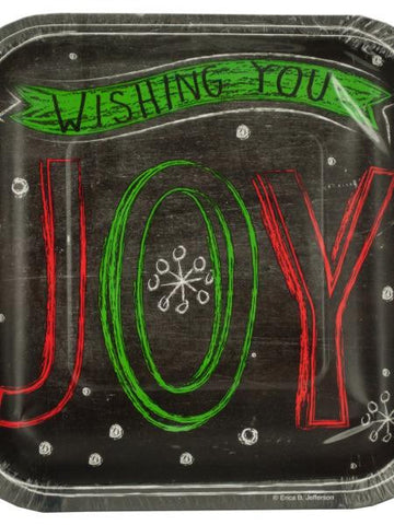 Chalk Messages Holiday Joy Party Plates (Available in a pack of 24)