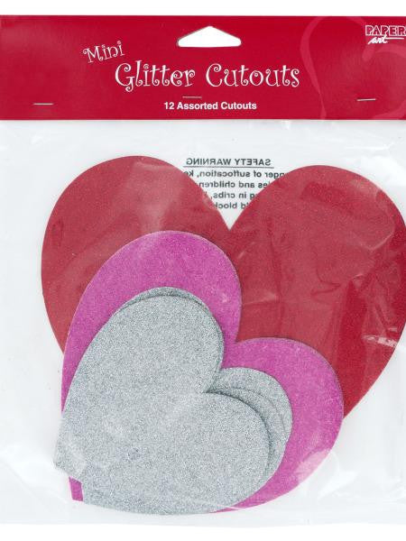 Mini Glitter Heart Cutouts (Available in a pack of 24)