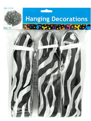 Zebra Tissue Pom-Pom Hanging Decorations (Available in a pack of 20)