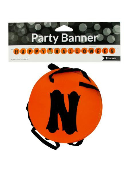 Happy Halloween Party Banner with Skeleton (Available in a pack of 24)