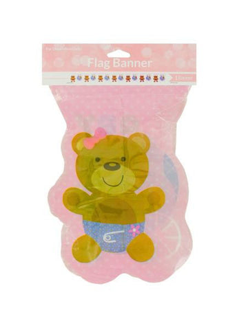 Pink Teddy Bear Flag Party Banner (Available in a pack of 24)