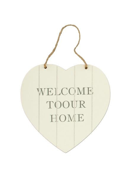 Welcome Heart Shaped Wall Plaque (Available in a pack of 16)