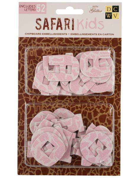 Safari Kids Alphabet Chipboard Embellishments (Available in a pack of 24)