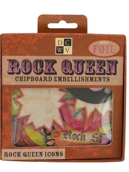 Rock Queen Chipboard Embellishments with Foil (Available in a pack of 24)