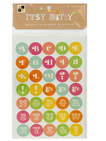 Itsy Bitsy Bright Alphabet Stickers (Available in a pack of 24)