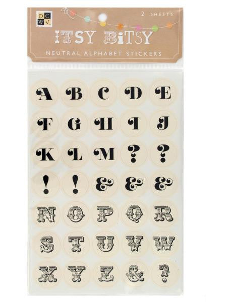 Itsy Bitsy Neutral Alphabet Stickers (Available in a pack of 24)