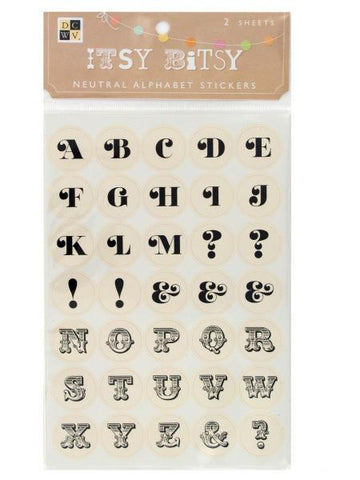 Itsy Bitsy Neutral Alphabet Stickers (Available in a pack of 24)