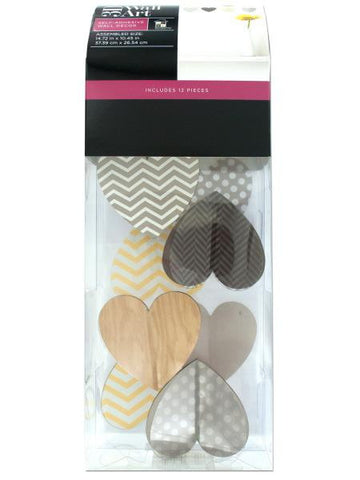 Patterned Hearts Self-Adhesive 3D Wall Art Kit (Available in a pack of 4)