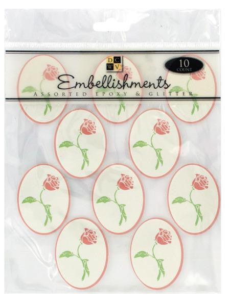 Rose Epoxy Embellishment Stickers (Available in a pack of 24)